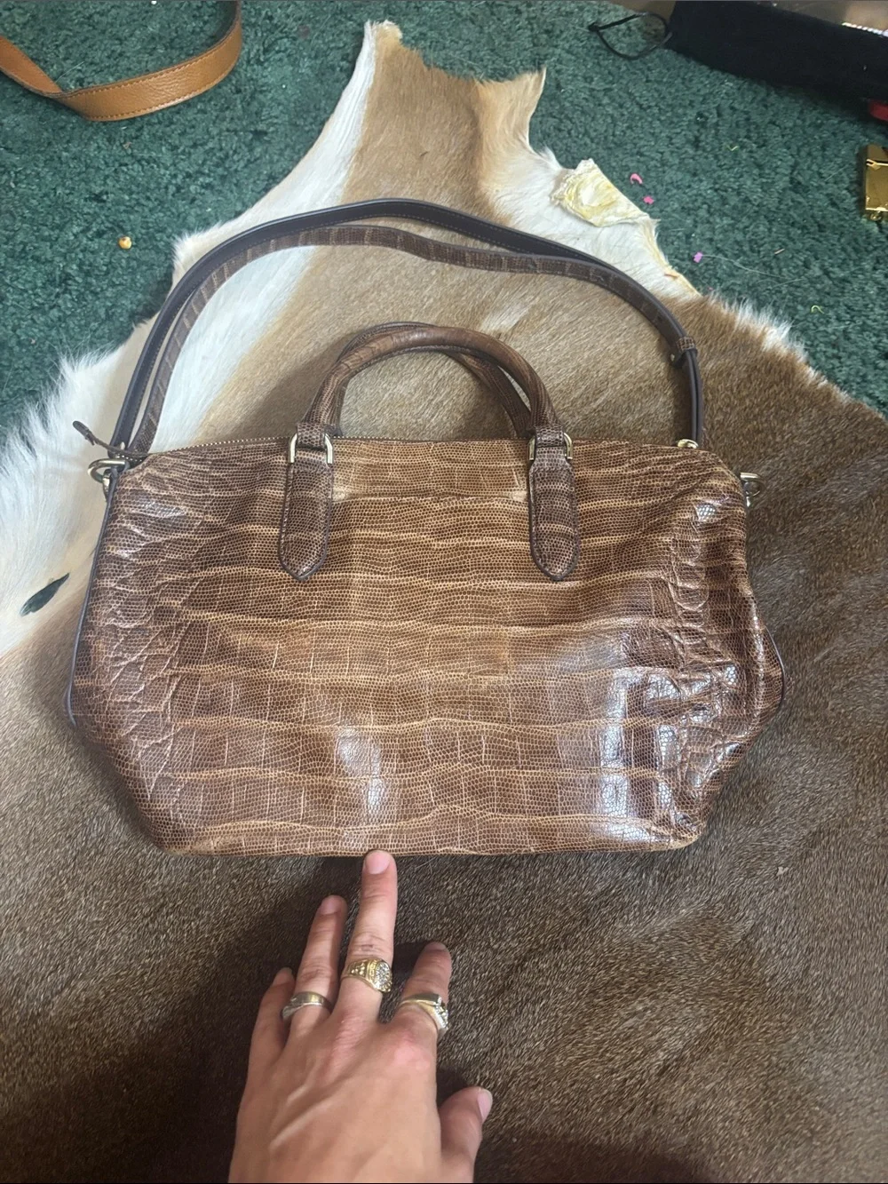 Brahmin lizard leather 2way duxbury bag
